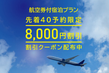 お得な8,000円割引クーポン！航空券付プラン【先着40枚・公式サイト限定】