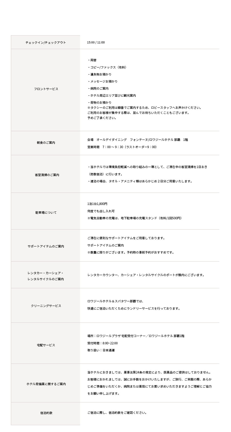 施設インフォメーション